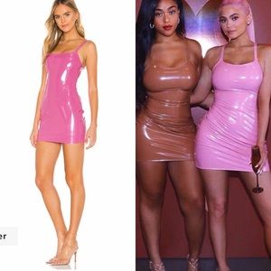 Superdown Kylee bubblegum pink latex mini dress Sz M